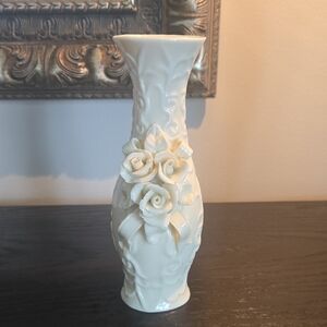 Burton And Burton Vintage 7 Inch Floral Ivory Vase